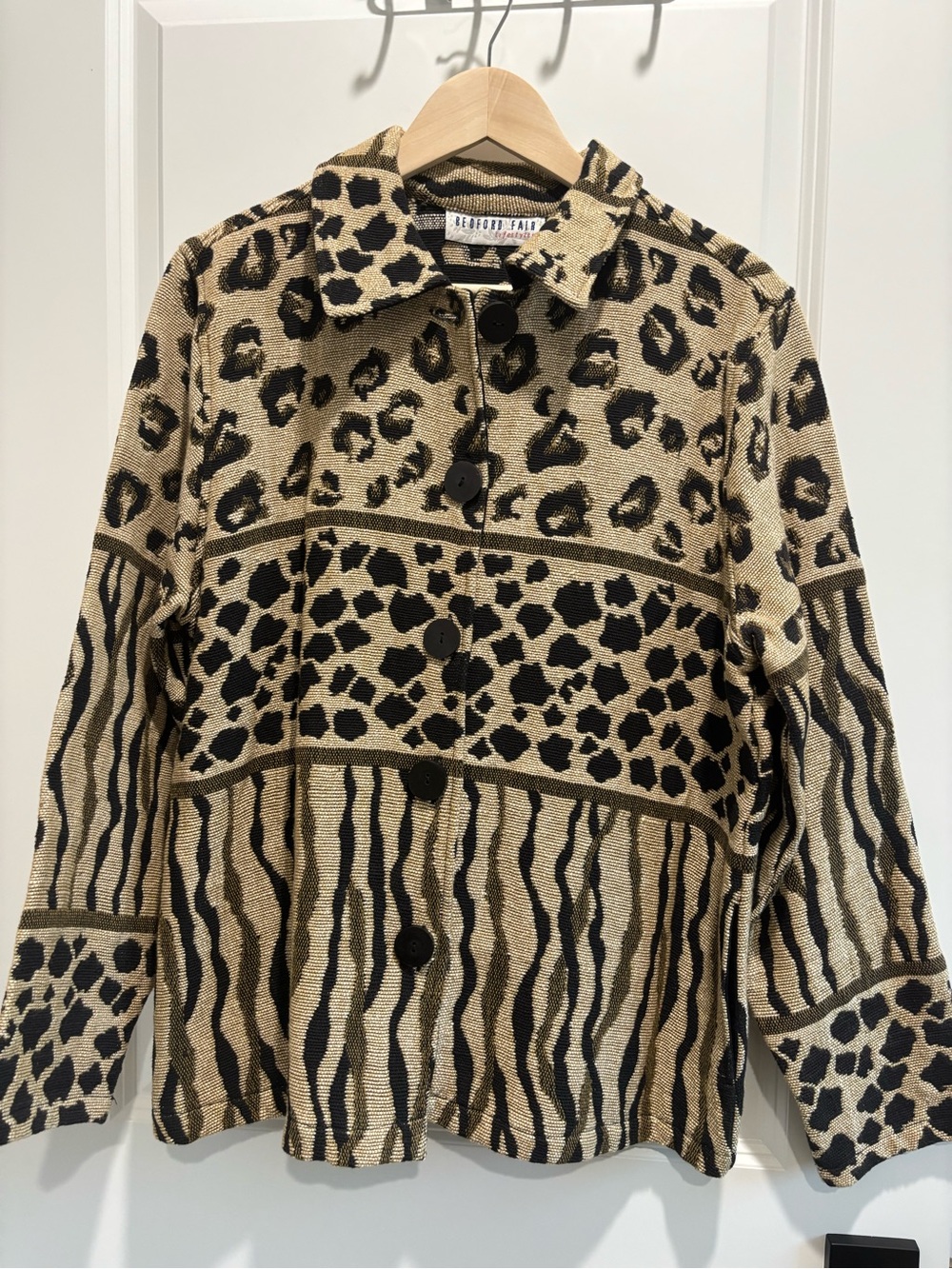 Handmade Trim Leopard & Zebra Print Jacket - Tan/Black